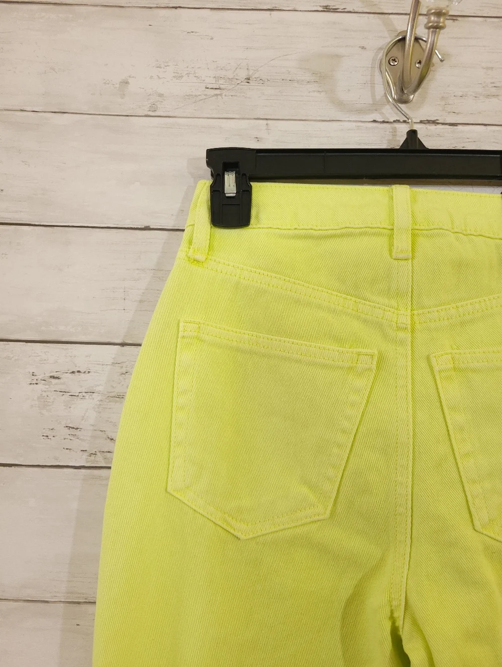 AFRM Oden High Rise Wide‎ Leg Jeans Faded Neon Yellow Distressed Size 24 NWT